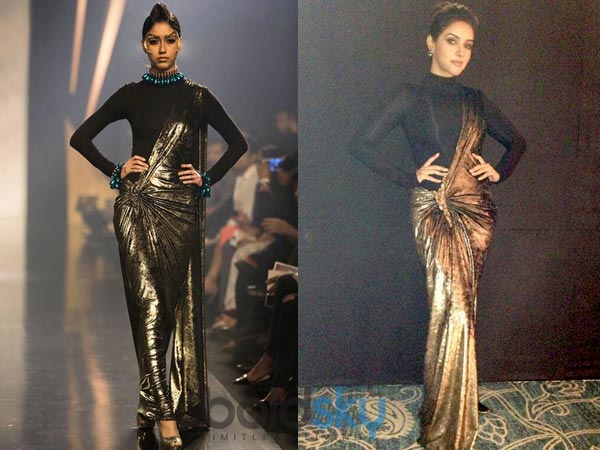 रैंप पर दिखी यह साड़ी