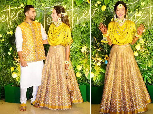 गौहर खान और जैद दरबार मेहंदी सेरेमनी आउटफिट